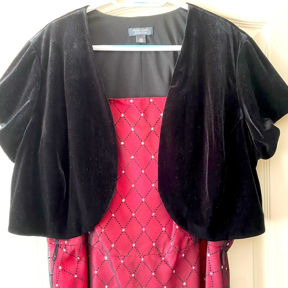 Dress Barn Women’s Burgundy and black dress with jacket.